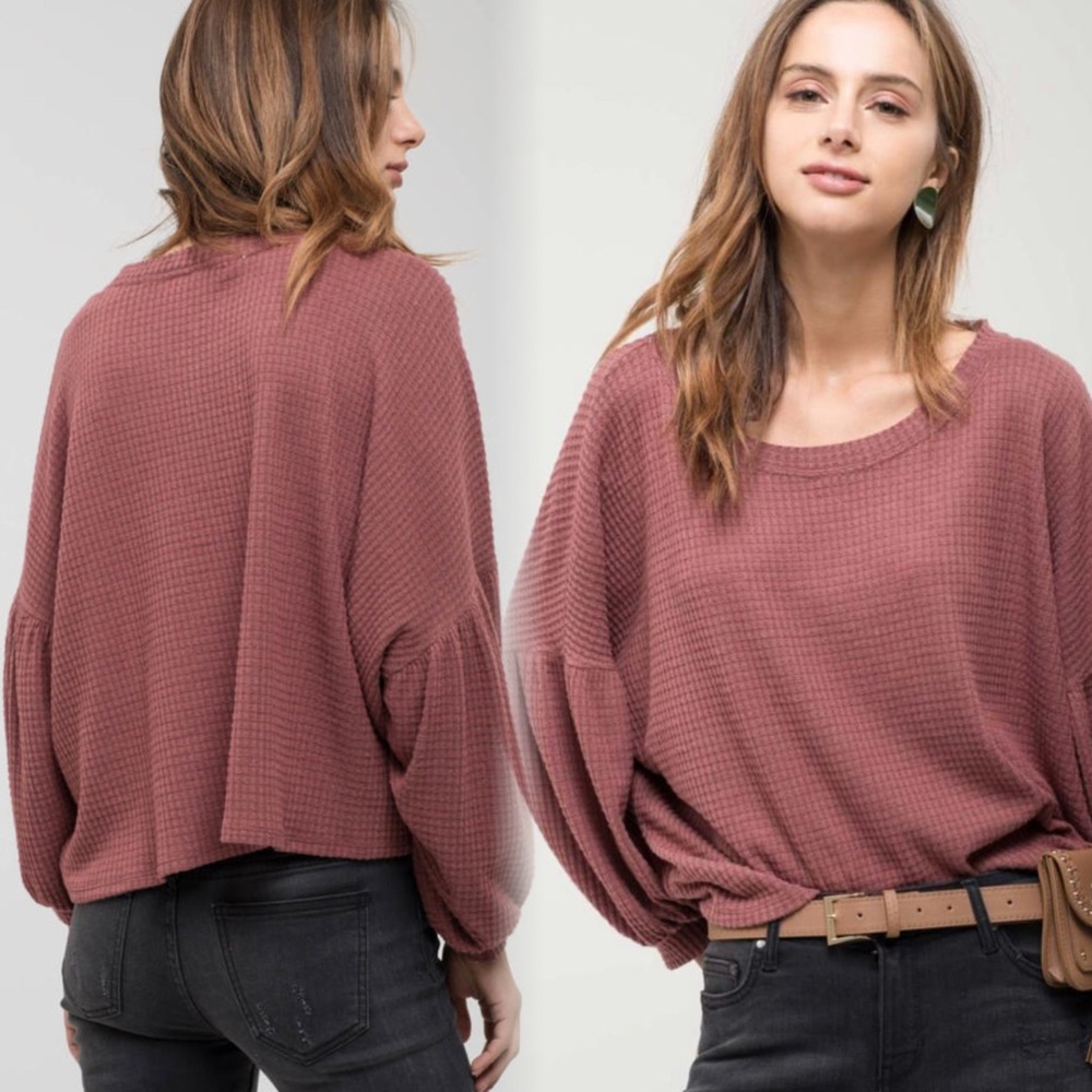 Women's Mauve Soft Waffle Knit Sweater